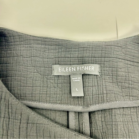 Eileen Fisher Textured Black Longline One Button Silk Blend Jacket Blazer L - Picture 9 of 11